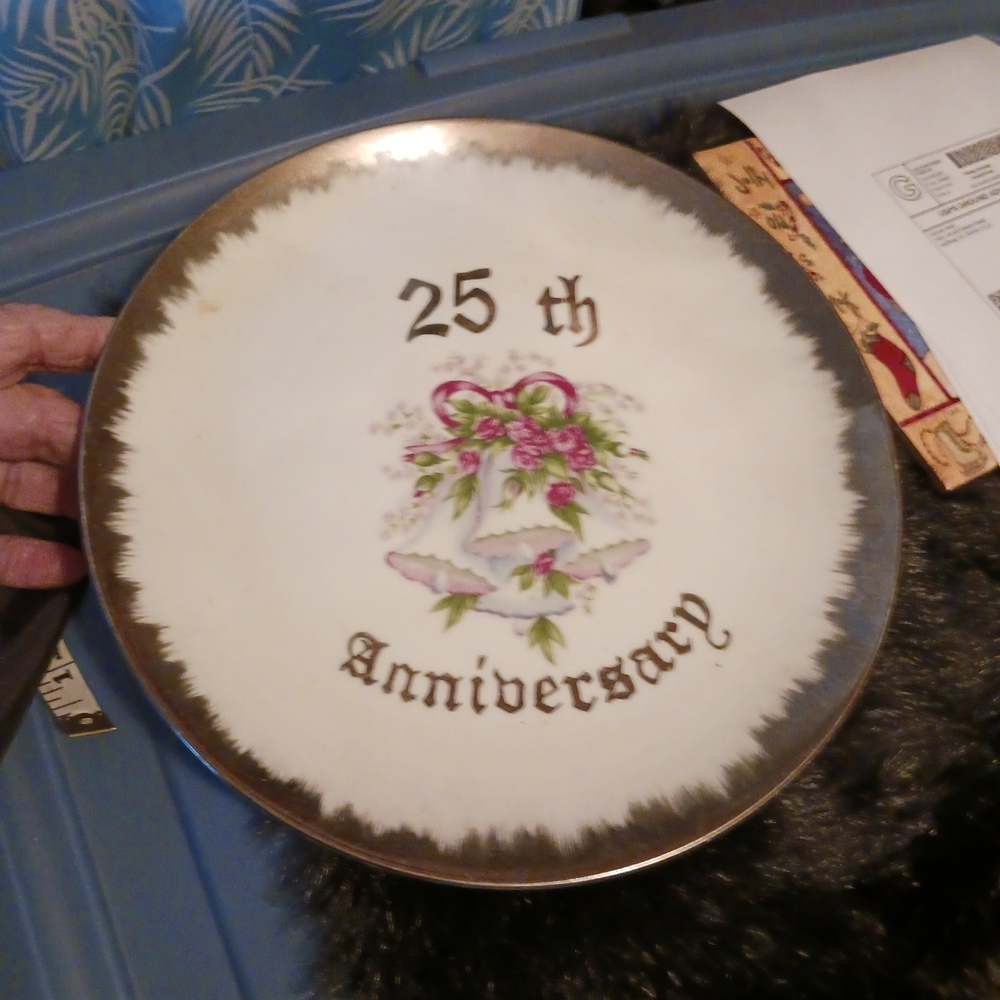 Lefton Gold and Cream 25th Anniversary Plate